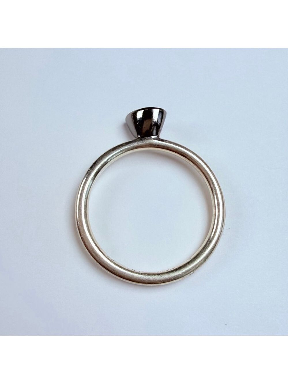 Soren Peter Jensen Onyx Danish Sterling Silver 925 Scandi Stacking Band Ring - Picture 6 of 9